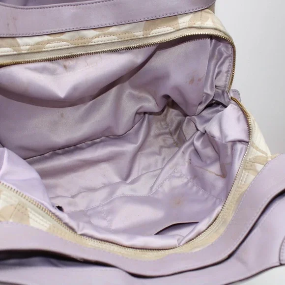 Coach Signature C Monogram Tote Bag Lavender Leather Accents